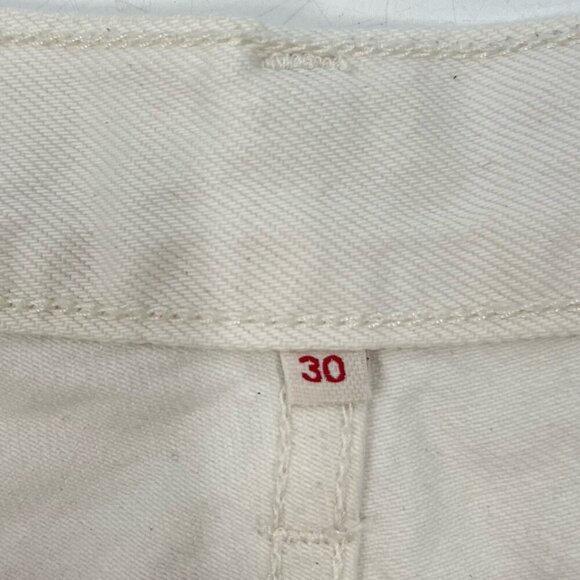 Levis White Denim Shorts Distressed Sz 30 Button Fly High Rise - Picture 2 of 5